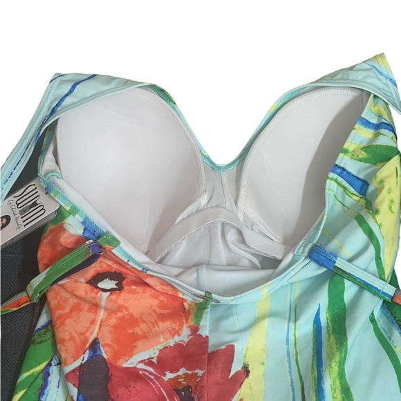 SUMM by chuck handy floral blue swim one piece size 18 - Picture 6 of 12